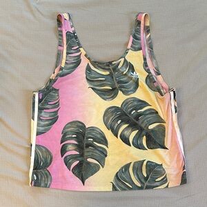 Adidas Women's Monstera Leaf Print Tank Top - Pink and Yellow